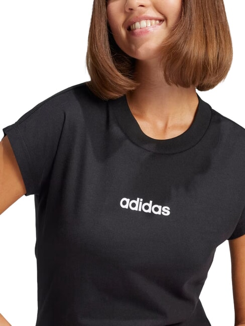 LINEAR Kurzarm-T-Shirt aus reiner Baumwolle Schwarz - T-Shirts und Tops f&uuml;r Damen