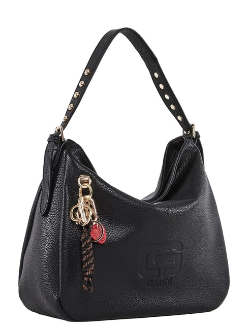 GRETA Schultertasche mit Anh&auml;nger SCHWARZ - Damentaschen