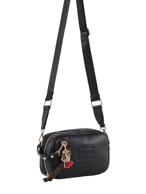 GRETA Kleine Schultertasche mit Anh&auml;nger SCHWARZ - Damentaschen