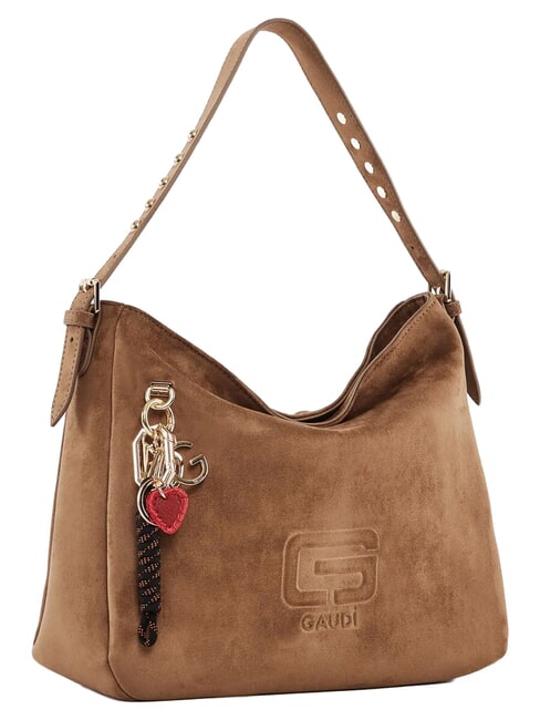 GRETA SUEDE Schultertasche mit Anh&auml;nger Sand - Damentaschen