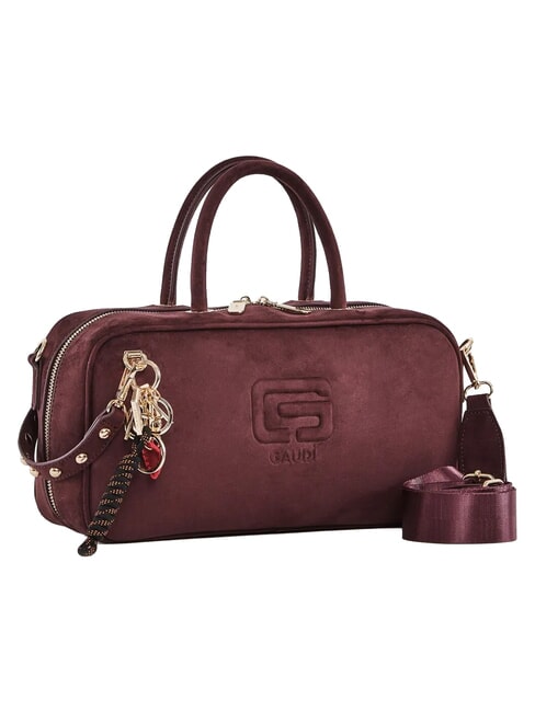 GRETA SUEDE Handtasche mit Schulterriemen und Anh&auml;nger Burgund - Damentaschen