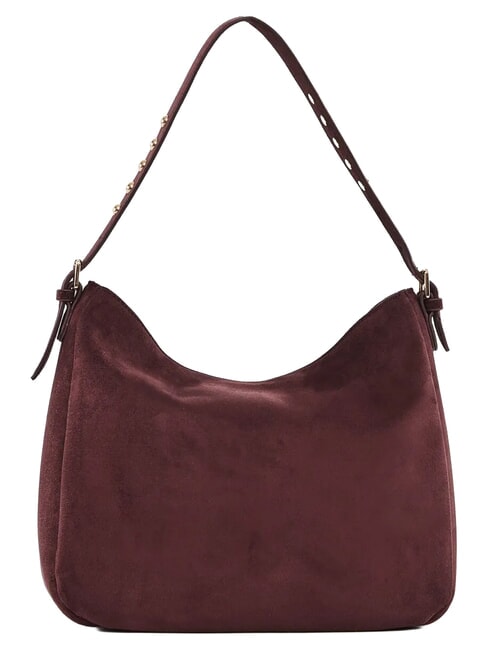 GRETA SUEDE Schultertasche mit Anh&auml;nger Burgund - Damentaschen