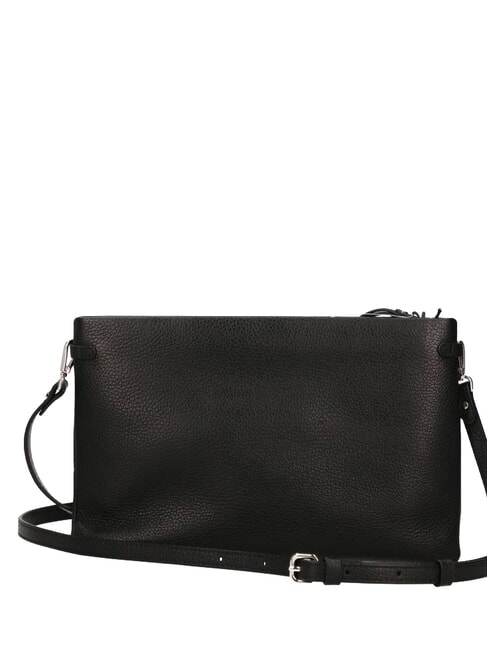 HERMY Lederclutch mit Schulterriemen Schwarz - Damentaschen