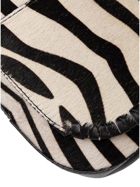 HELENA ROUND Lederhandtasche mit Schulterriemen schwarz-wei&szlig;es Zebra - Damentaschen