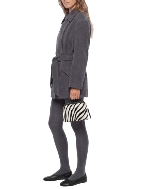 ALIFA Schultertasche aus Leder mit Schulterriemen schwarz-wei&szlig;es Zebra - Damentaschen