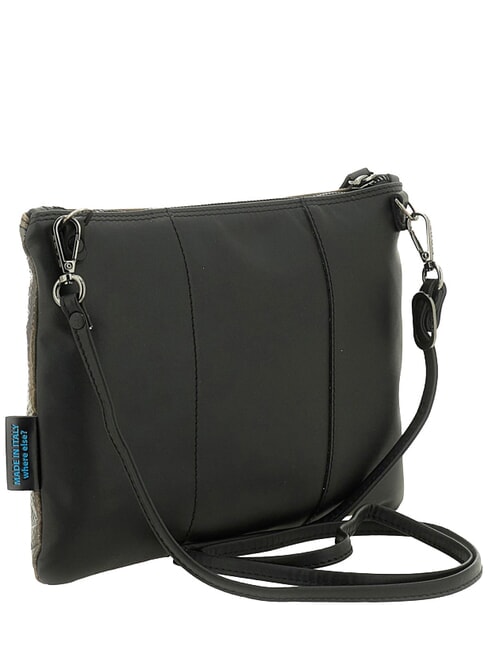 BEYONCE Lederclutch mit Schulterriemen weltweit Hunde grau - Damentaschen