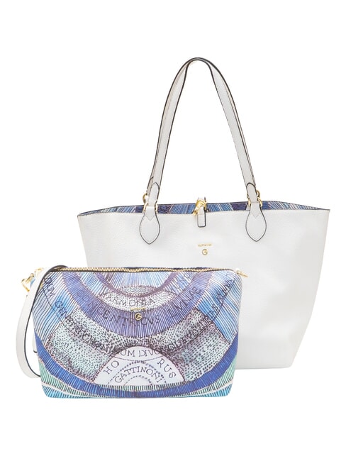 PLANETARIUM Doppelseitiger Shopper Wei&szlig;/Aquamarin - Damentaschen
