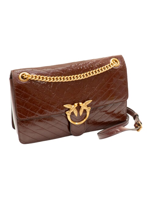 LOVE ONE LIGHT Mittelgro&szlig;e gesteppte Ledertasche Dunkelbraun-Antikgold - Damentaschen