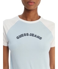 GUESS JEANS RAGLAN Baumwoll-T-Shirt Nebelblau - T-Shirts und Tops f&uuml;r Damen - 3