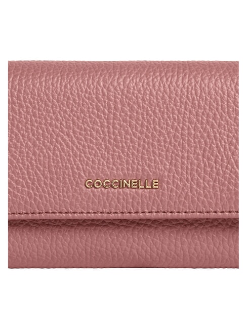 METALLIC SOFT Bifold-Brieftasche aus geh&auml;mmertem Leder Winterrose - Brieftaschen Damen