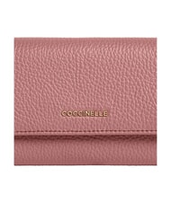 COCCINELLE METALLIC SOFT Bifold-Brieftasche aus geh&auml;mmertem Leder Winterrose - Brieftaschen Damen - 3