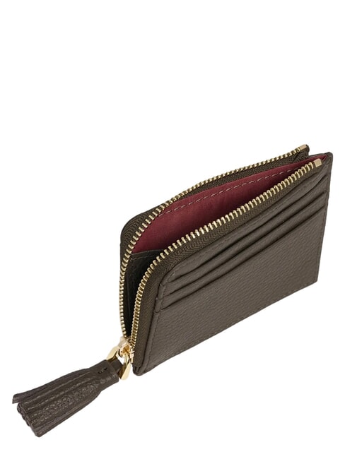 TASSEL Kartenetui mit Rei&szlig;verschluss aus geh&auml;mmertem Leder Dreck - Brieftaschen Damen