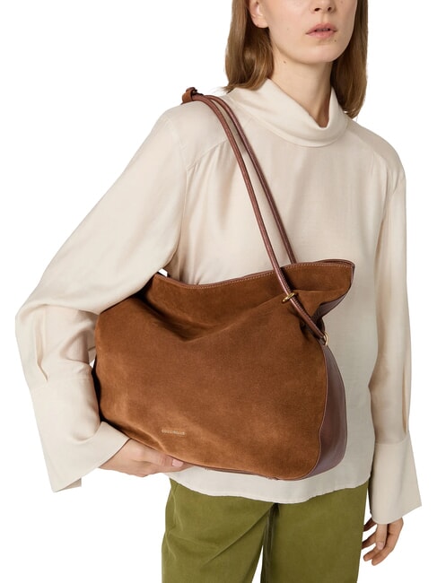 LIZZIE SUED.BIM Wildleder-Schultertasche Cognac - Damentaschen