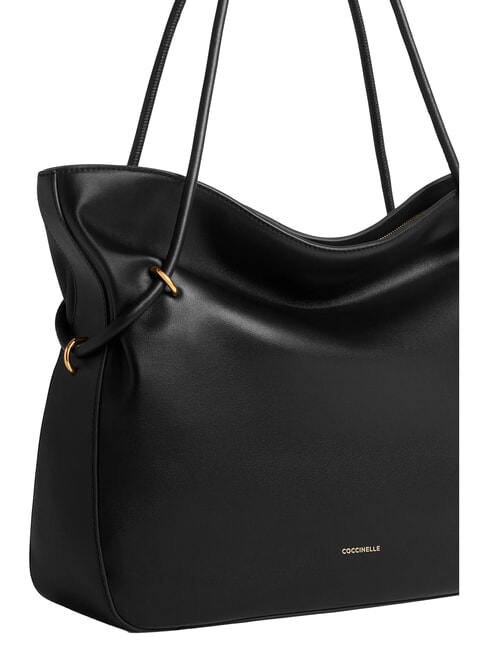 LIZZIE Leder-Schultertasche Schwarz - Damentaschen