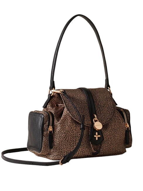 POCHE Schultertasche mit Schultergurt OP / NATUR / SCHWARZ - Damentaschen