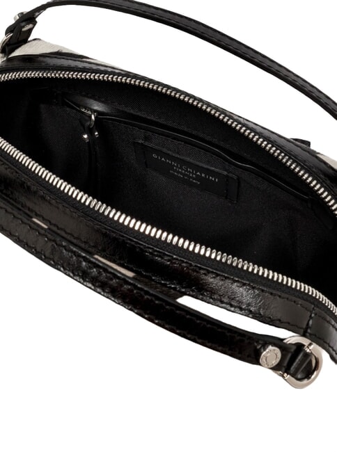 ALIFA Schultertasche aus Leder mit Schulterriemen schwarz-wei&szlig;es Zebra - Damentaschen