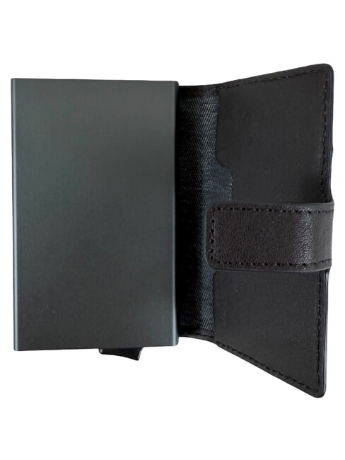 BLACK SQUARE Kartenhalter aus Leder gr&uuml;n / dunkelbraun - Brieftaschen Herren