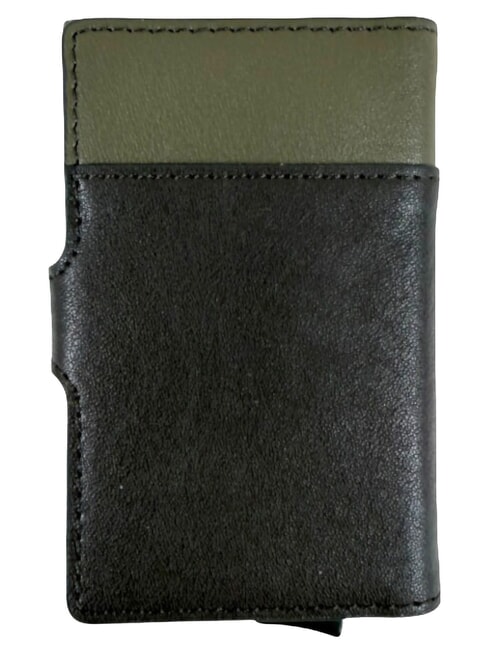 BLACK SQUARE Kartenhalter aus Leder gr&uuml;n / dunkelbraun - Brieftaschen Herren