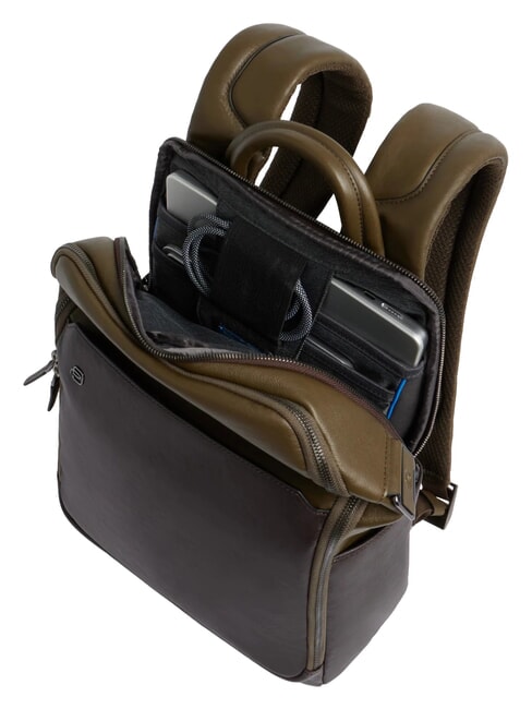 BLACK SQUARE Lederrucksack f&uuml;r 14-Zoll-Laptop gr&uuml;n / dunkelbraun - PC-Rucks&auml;cke