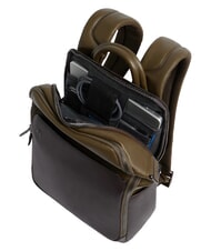 PIQUADRO BLACK SQUARE Lederrucksack f&uuml;r 14-Zoll-Laptop gr&uuml;n / dunkelbraun - PC-Rucks&auml;cke - 5