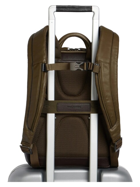 BLACK SQUARE 13-Zoll-Laptop-Rucksack aus Leder gr&uuml;n / dunkelbraun - PC-Rucks&auml;cke