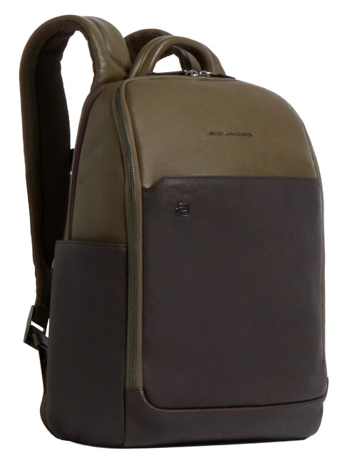 BLACK SQUARE  14" Laptop-Rucksack aus Leder gr&uuml;n / dunkelbraun - PC-Rucks&auml;cke