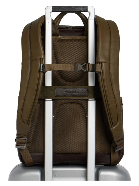 BLACK SQUARE  14" Laptop-Rucksack aus Leder gr&uuml;n / dunkelbraun - PC-Rucks&auml;cke