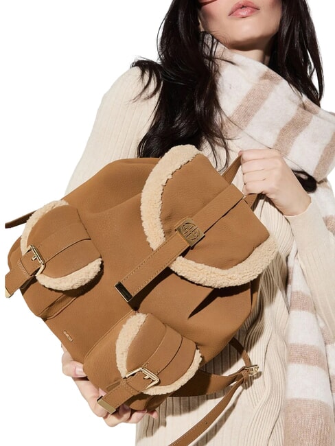 LYNN Rucksack mit Taschen und Metalllogo br&auml;unen - Damentaschen