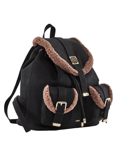 LYNN Rucksack mit Taschen und Metalllogo SCHWARZ - Damentaschen