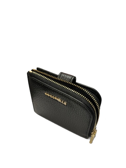 METALLIC SOFT Mini-Geldb&ouml;rse aus Leder Schwarz - Brieftaschen Damen