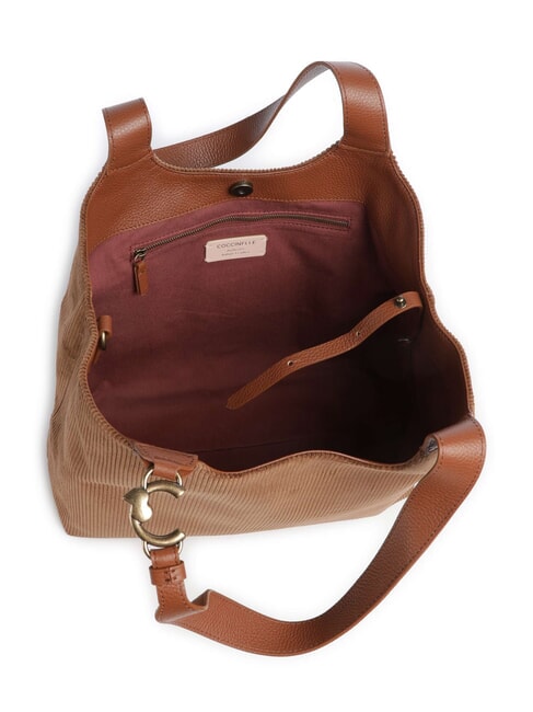 C-EASY CORDURO Leder-Schultertasche Cognac - Damentaschen