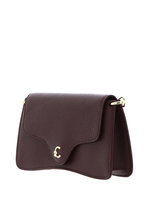 C-ME Tasche aus geh&auml;mmertem Leder mit Klappe Beere - Damentaschen