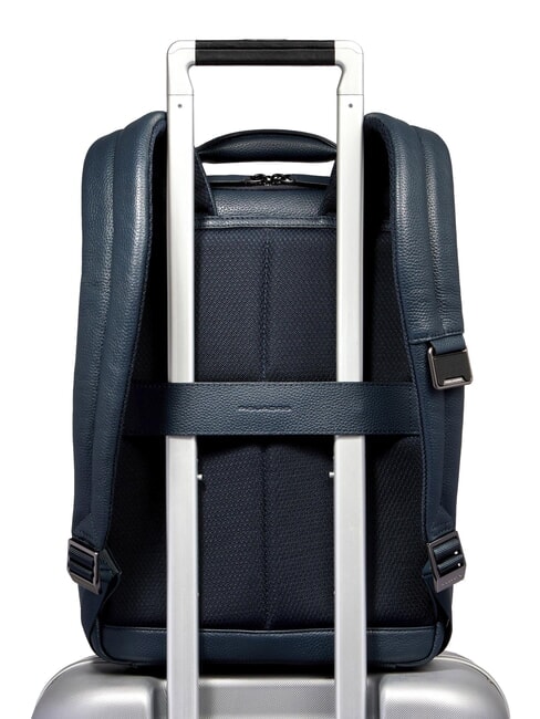 MODUS SPECIALE 14-Zoll-Laptop-Rucksack aus Leder Blau - PC-Rucks&auml;cke