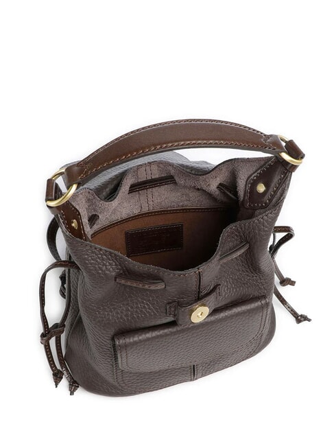 MARTINA Rucksack aus geh&auml;mmertem Leder Mokka mit Gold - Damentaschen