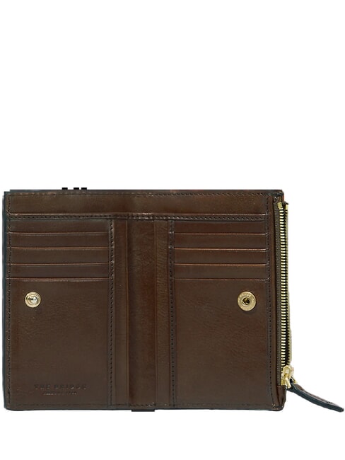 LUCREZIA  Clutch aus Leder Mokka mit Gold - Brieftaschen Damen