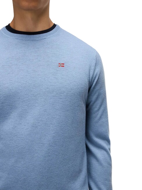 DAMAVAND Wollpullover verwaschener Denim - Herrenpullover