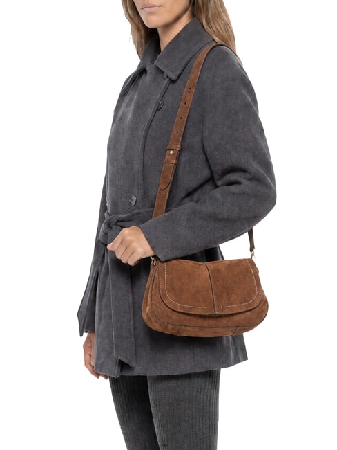 HELENA ROUND Schultertasche aus Leder Cognac - Damentaschen