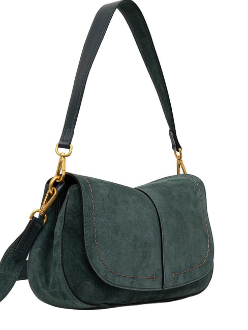 HELENA ROUND Schultertasche mit Schulterriemen, aus Leder Samtgr&uuml;n - Damentaschen