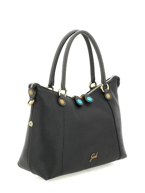 THAMARA PLUS Mittelgro&szlig;e Schultertasche aus Leder Schwarz/Lava - Damentaschen