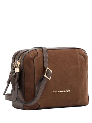 CIRCLE Schultertasche dunkelwalnussfarbenes Wildleder - Damentaschen
