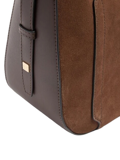 CIRCLE Schultertasche, Leder dunkelwalnussfarbenes Wildleder - Damentaschen