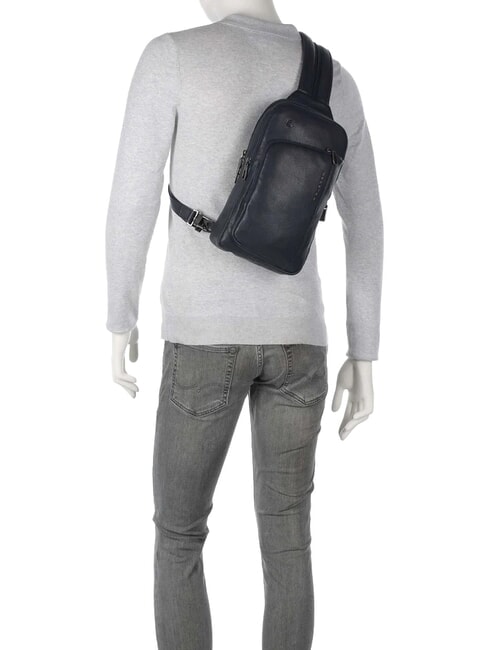 CRONUS One-Shoulder-Rucksack aus Leder Blau - PC-Rucks&auml;cke
