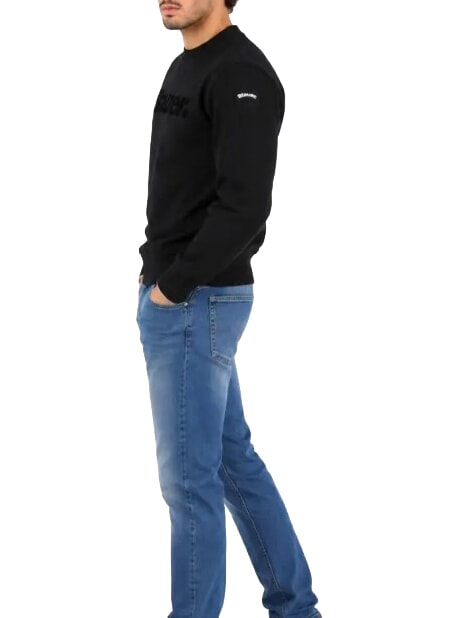 CROSBY Sweatshirt mit Rundhalsausschnitt und Logo Schwarz - Herrenpullover