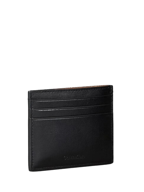 BOLD CK SUEDE Flacher Kartenhalter aus Leder auf Schwarz - Brieftaschen Herren