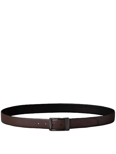 RECTANGULAR Wendbarer Lederg&uuml;rtel Schwarz / Dunkelbraun / Matt - G&uuml;rtel