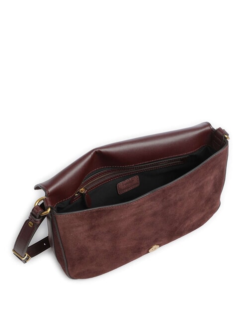 LOVE SATCHEL Schultertasche aus Wildleder Burgunder-Antikgold - Damentaschen