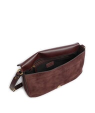 PINKO LOVE SATCHEL Schultertasche aus Wildleder Burgunder-Antikgold - Damentaschen - 4
