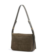 PINKO LOVE SATCHEL Schultertasche aus Wildleder Dunkelolivgr&uuml;n-Antikgold - Damentaschen - 3