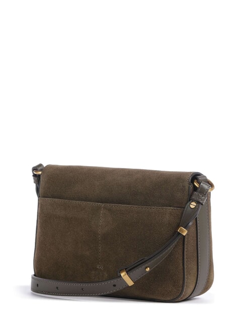 LOVE SATCHEL Mini-Schultertasche aus Leder Dunkelolivgr&uuml;n-Antikgold - Damentaschen