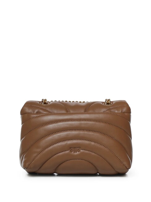 LOVE PUFF MINI Mini-Umh&auml;ngetasche aus Nappa Cognacbraun-Antikgold - Damentaschen